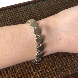 Vintage Hearts All Around Silver Heart Chain Bracelet